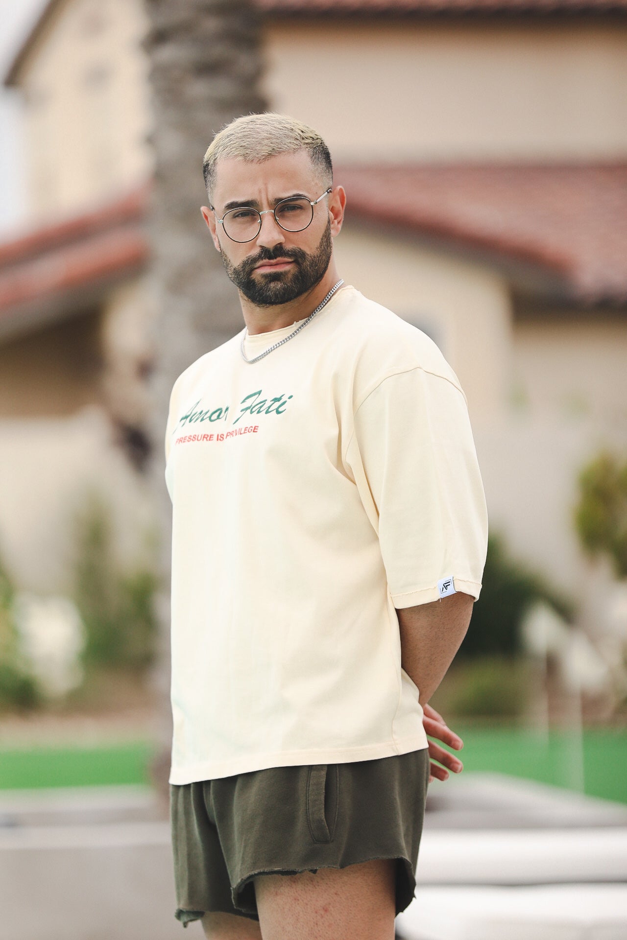 ‘AMOR FATI’ Unisex Box Cropped Tee Ecru White Colorway